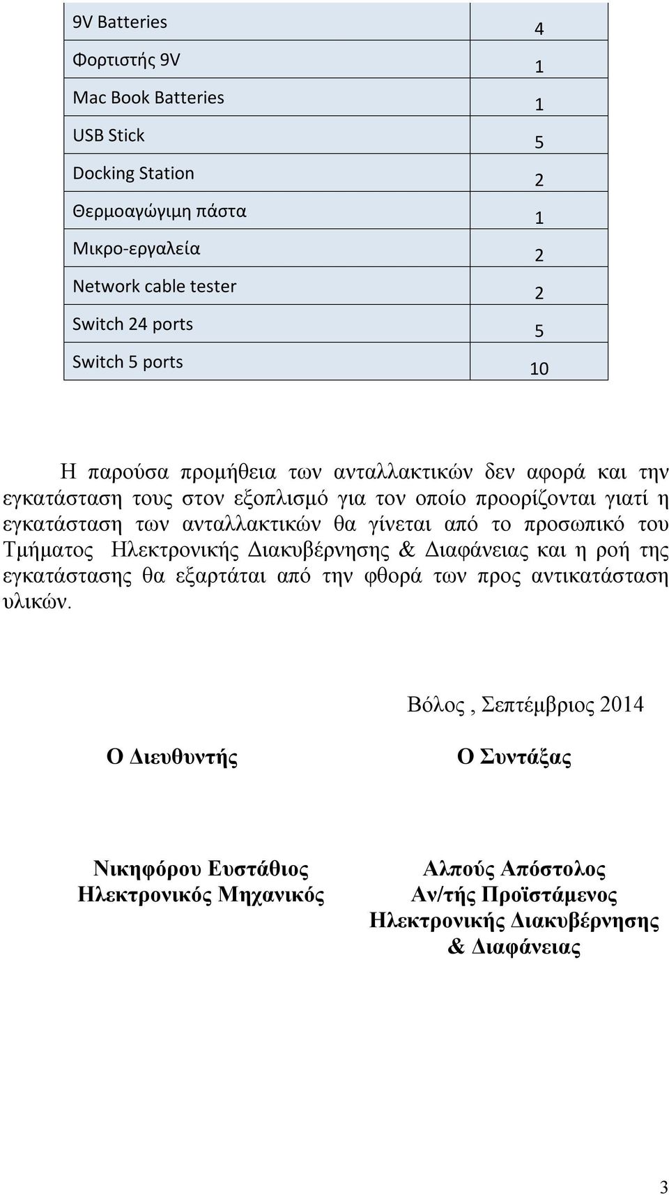 γίνεται από το προσωπικό του Τμήματος Ηλεκτρονικής Διακυβέρνησης & Διαφάνειας και η ροή της εγκατάστασης θα εξαρτάται από την φθορά των προς αντικατάσταση υλικών.