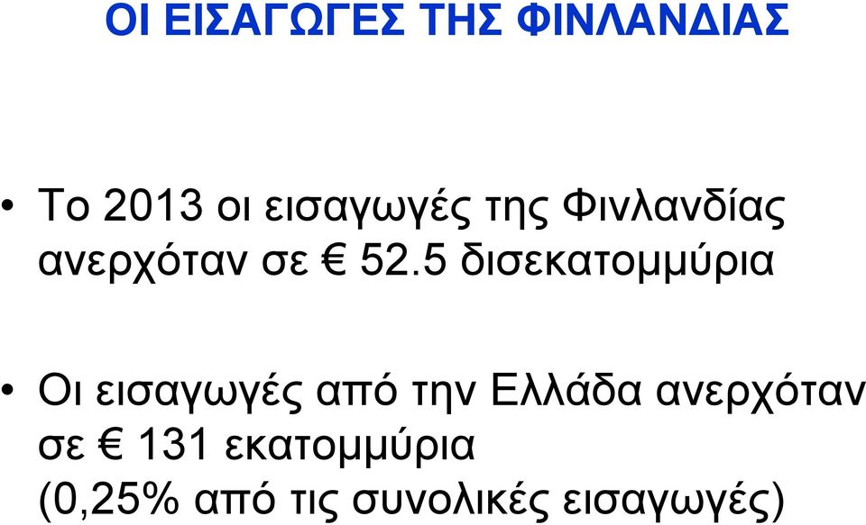 5 δισεκατομμύρια Οι εισαγωγές από την Ελλάδα