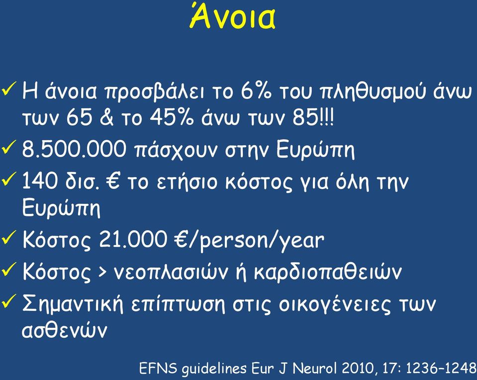 το ετήσιο κόστος για όλη την Ευρώπη Kόστος 21.