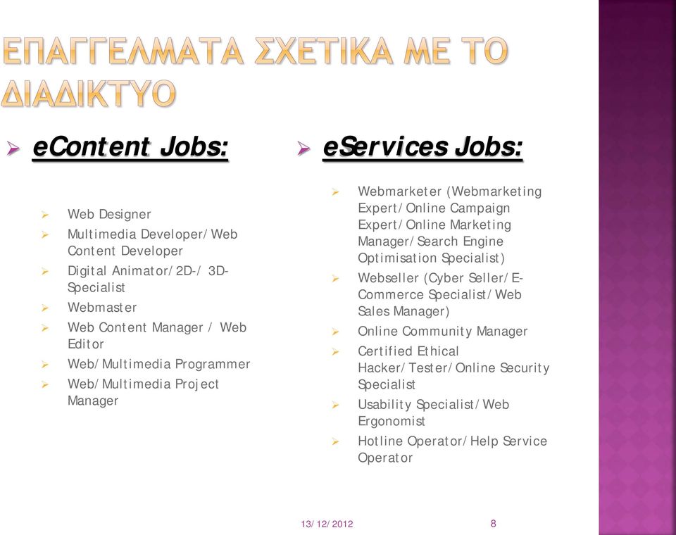 Marketing Manager/Search Engine Optimisation Specialist) Webseller (Cyber Seller/E- Commerce Specialist/Web Sales Manager) Online Community