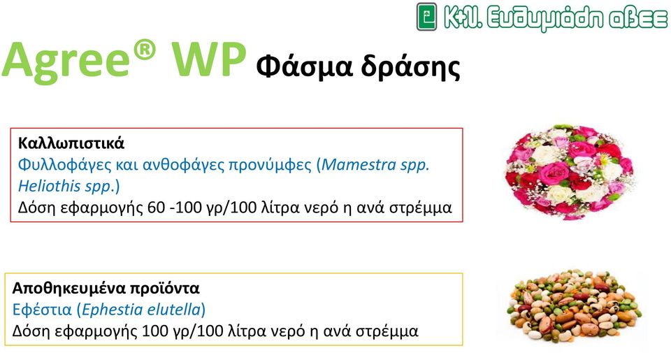 ) Δόση εφαρμογής 60-100 γρ/100 λίτρα νερό η ανά στρέμμα