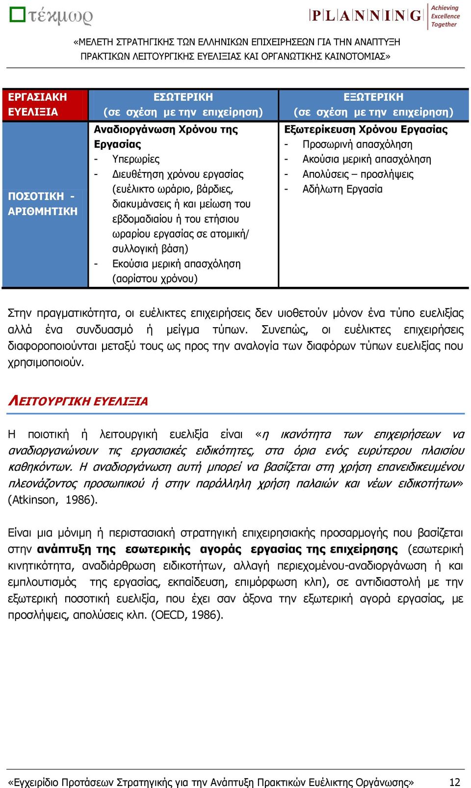 χρόνου) ΕΞΩΤΕΡΙΚΗ (σε σχέση με την επιχείρηση) Εξωτερίκευση Χρόνου Εργασίας - Προσωρινή απασχόληση - Ακούσια μερική απασχόληση - Απολύσεις προσλήψεις - Αδήλωτη Εργασία Στην πραγματικότητα, οι