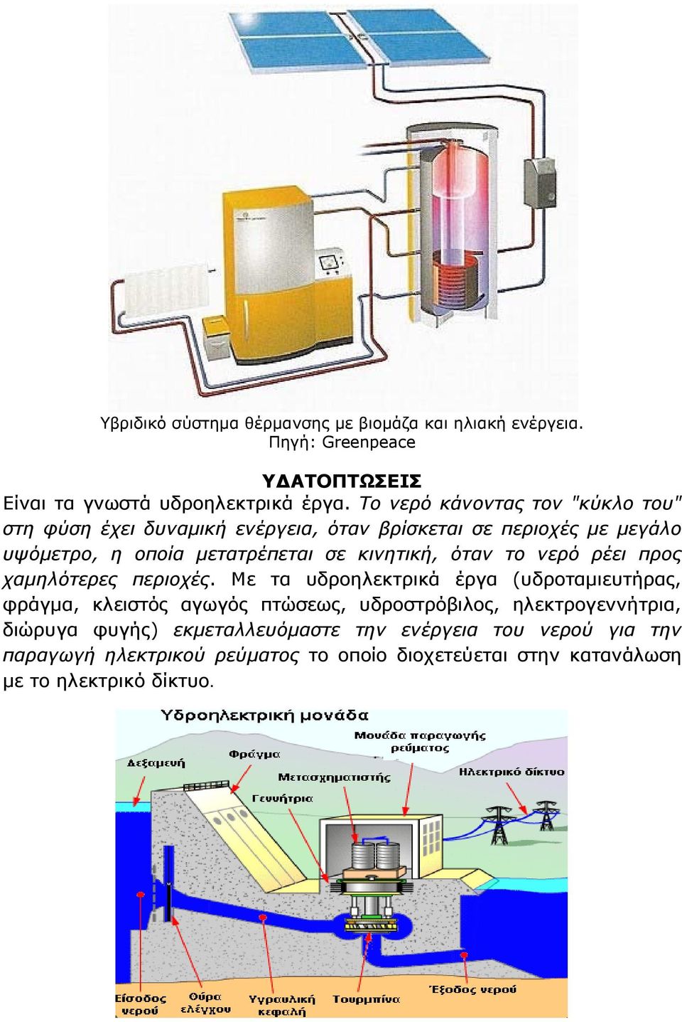 κινητική, όταν το νερό ρέει προς χαμηλότερες περιοχές.