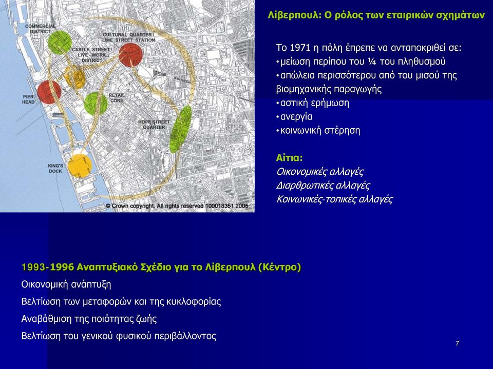 αλλαγές Διαρθρωτικές αλλαγές Κοινωνικές-τοπικές αλλαγές 1993-1996 Αναπτυξιακό Σχέδιο για το Λίβερπουλ (Κέντρο) Οικονομική