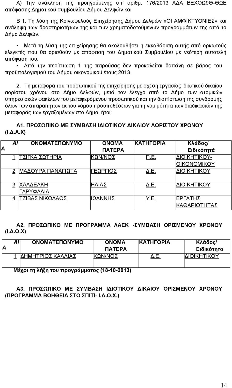Μετά τη λύση της επιχείρησης θα ακολουθήσει η εκκαθάριση αυτής από ορκωτούς ελεγκτές που θα ορισθούν με απόφαση του Δημοτικού Συμβουλίου με νεότερη αυτοτελή απόφαση του.