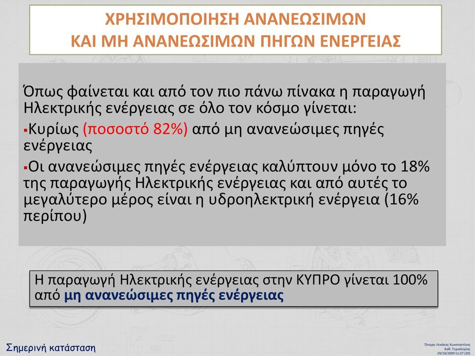 παραγωγής Ηλεκτρικής ενέργειας και από αυτές το μεγαλύτερο μέρος είναι η υδροηλεκτρική ενέργεια (16% περίπου) Η παραγωγή Ηλεκτρικής