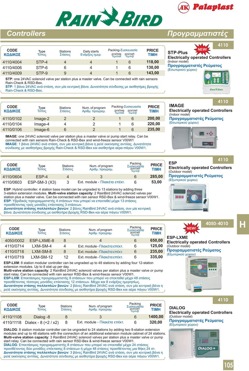 8,00 0,00,00 Προγραμματιστές 0 STPPlus Electrically operated Controllers (Indoor model) Προγραμματιστές Ρεύματος (Εσωτερικού χώρου) 0/0 0/0 0/0 Image 0,00 Image,00 Image 5,00 IMAGE: one VAC solenoid