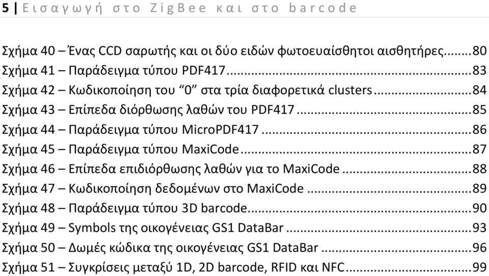 .. 86 Σχήμα 45 Παράδειγμα τύπου MaxiCode... 87 Σχήμα 46 Επίπεδα επιδιόρθωσης λαθών για το MaxiCode... 88 Σχήμα 47 Κωδικοποίηση δεδομένων στο MaxiCode.