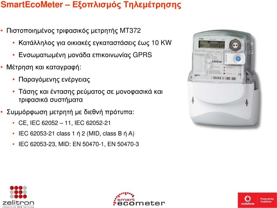 Τάσης και έντασης ρεύµατος σε µονοφασικά και τριφασικά συστήµατα Συµµόρφωση µετρητή µε διεθνή πρότυπα: CE,