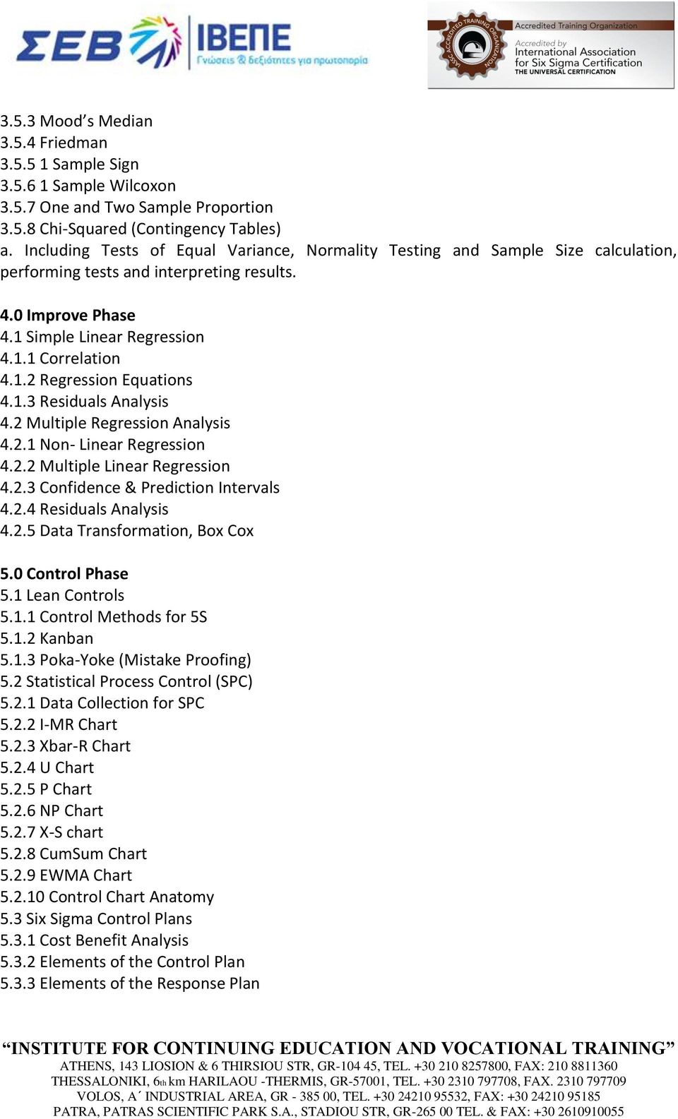 1.3 Residuals Analysis 4.2 Multiple Regression Analysis 4.2.1 Non- Linear Regression 4.2.2 Multiple Linear Regression 4.2.3 Confidence & Prediction Intervals 4.2.4 Residuals Analysis 4.2.5 Data Transformation, Box Cox 5.