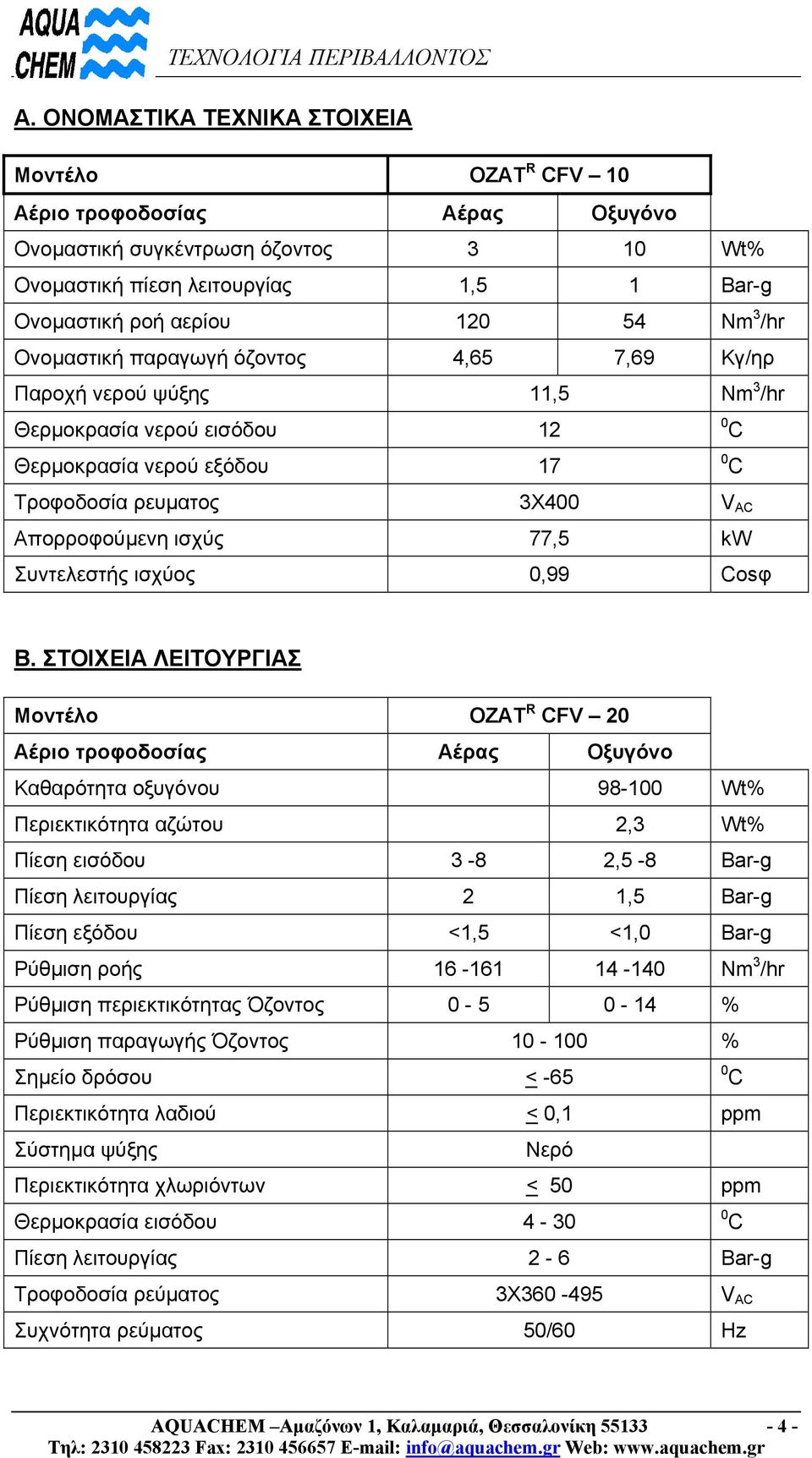 Συντελεστής ισχύος 0,99 Cosφ 0 C 0 C Β.