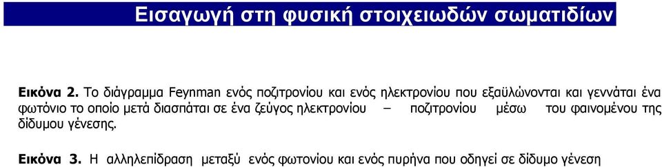 και γεννάται ένα φωτόνιο το οποίο μετά διασπάται σε ένα ζεύγος ηλεκτρονίου