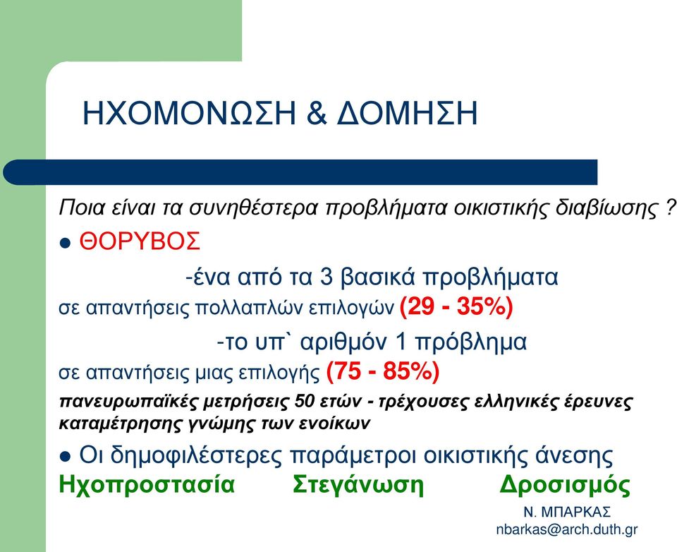 πρόβλημα σε απαντήσεις μιας επιλογής (75-85%) πανευρωπαϊκές μετρήσεις 50 ετών - τρέχουσες ελληνικές