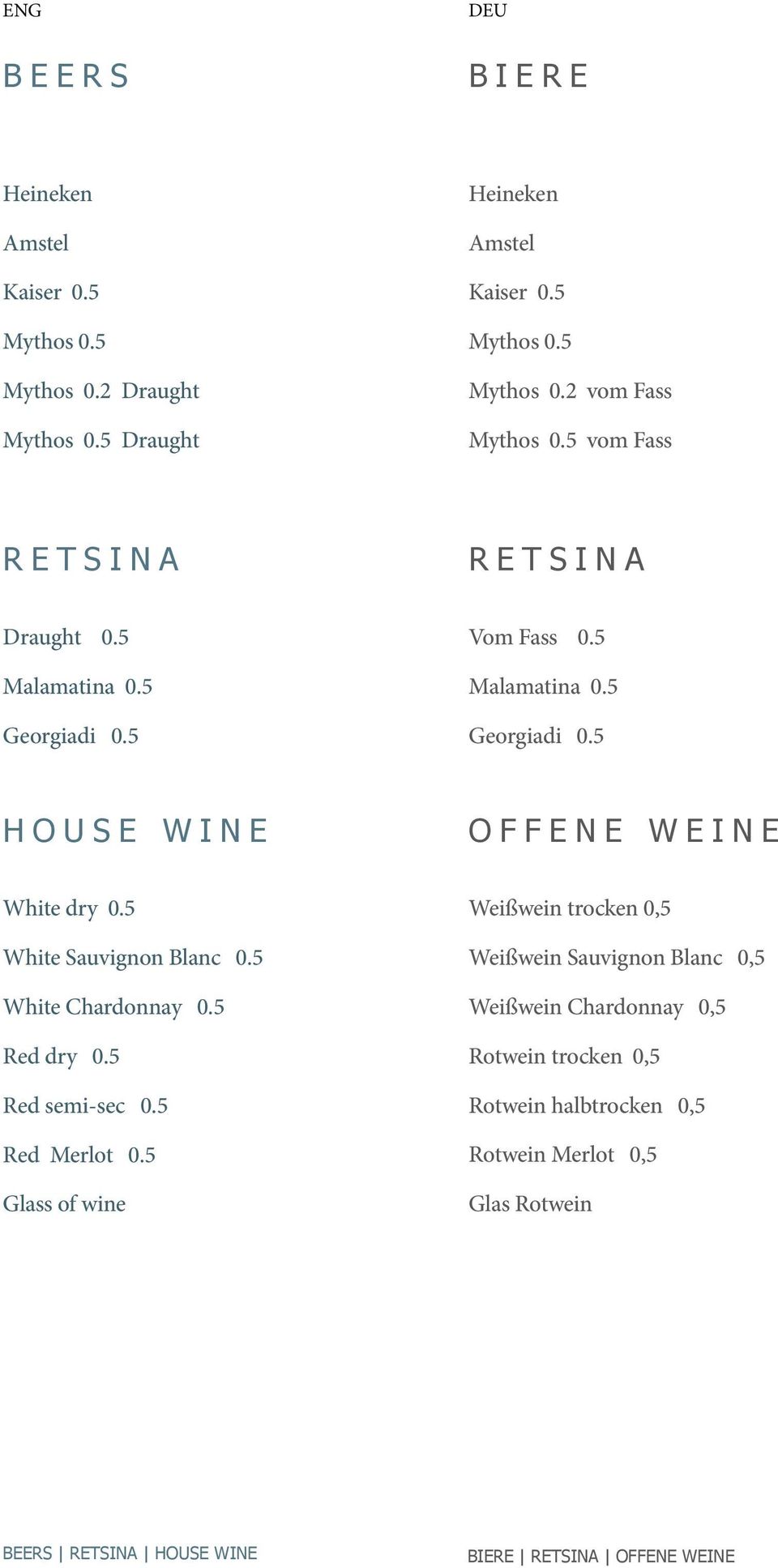 5 White Sauvignon Blanc 0.5 White Chardonnay 0.5 Red dry 0.5 Red semi-sec 0.5 Red Merlot 0.