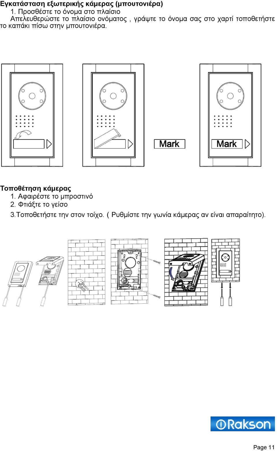σας στο χαρτί τοποθετήστε το καπάκι πίσω στην μπουτονιέρα. Τοποθέτηση κάμερας 1.