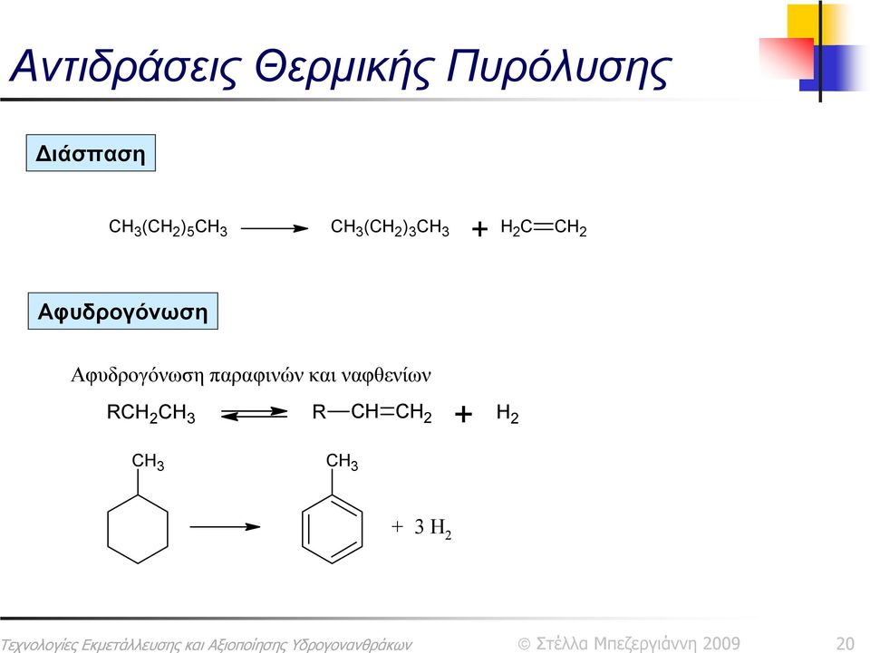 Αφυδρογόνωση Αφυδρογόνωση παραφινών και