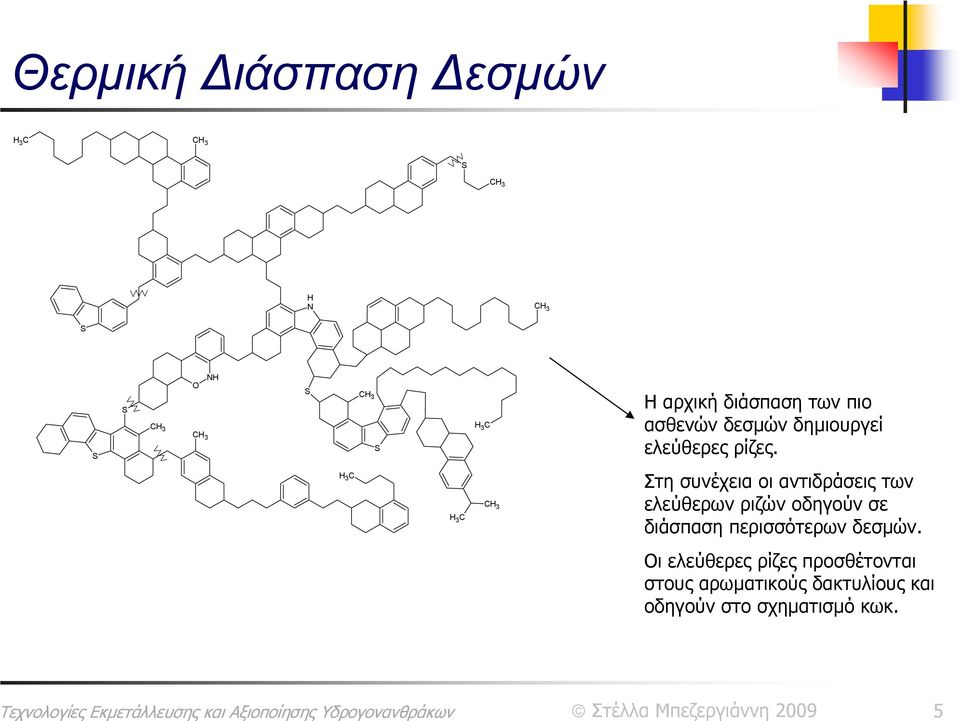 H 3 C CH 3 H 3 C Στη συνέχεια οι αντιδράσεις των ελεύθερων ριζών οδηγούν σε διάσπαση