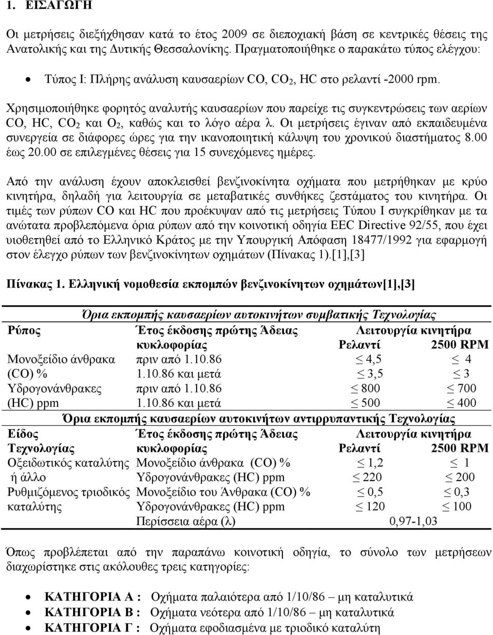 Χρησιµοποιήθηκε φορητός αναλυτής καυσαερίων που παρείχε τις συγκεντρώσεις των αερίων,, 2 και O 2, καθώς και το λόγο αέρα λ.