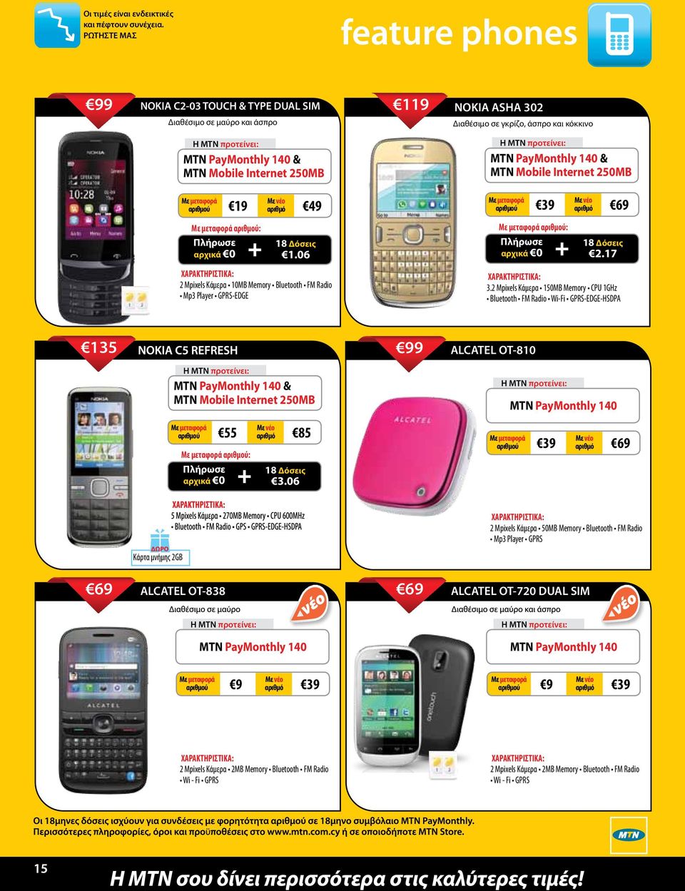 06 αριθμού: 2.17 2 Mpixels Κάμερα 10MB Memory Bluetooth FM Radio Mp3 Player GPRS-EDGE 3.