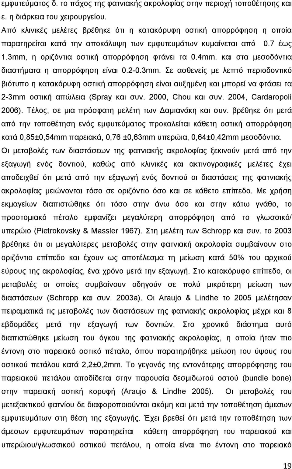 και στα μεσοδόντια διαστήματα η απορρόφηση είναι 0.2-0.3mm.