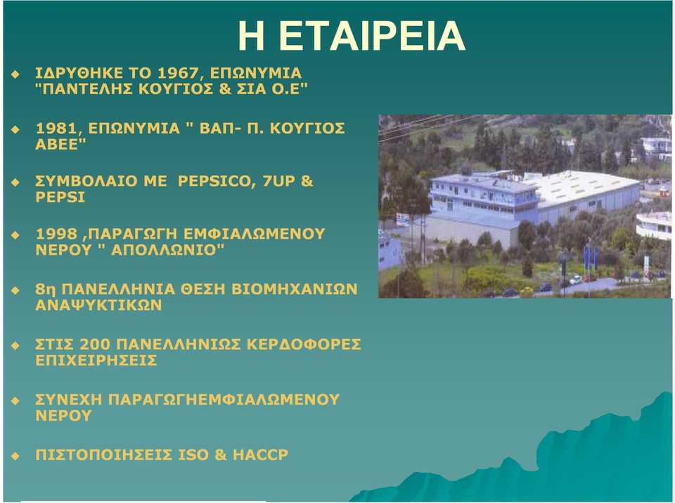 ΑΠΟΛΛΩΝΙΟ" Η ΕΤΑΙΡΕΙΑ 8η ΠΑΝΕΛΛΗΝΙΑ ΘΕΣΗ ΒΙΟΜΗΧΑΝΙΩΝ ΑΝΑΨΥΚΤΙΚΩΝ ΣΤΙΣ 200