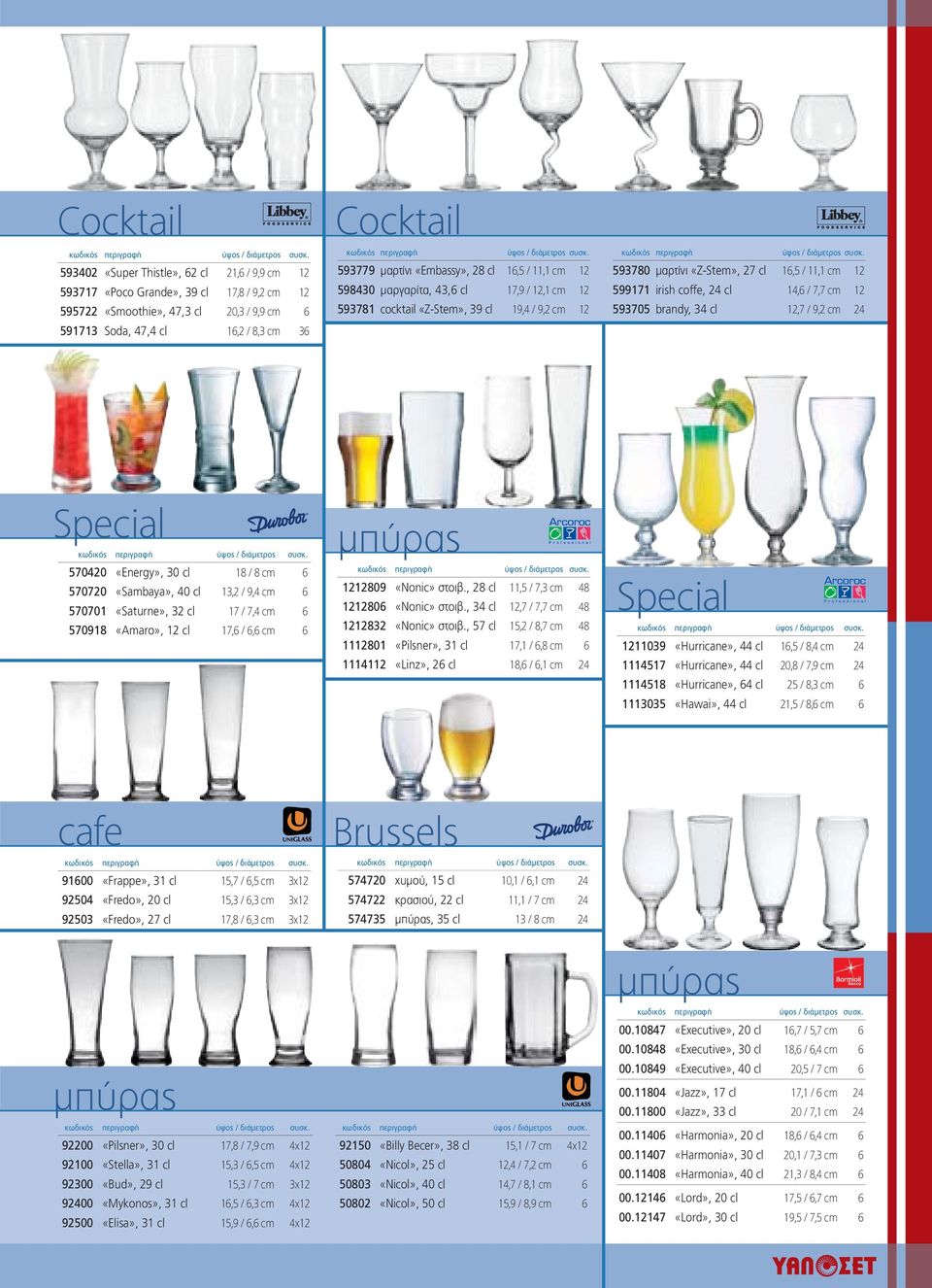 593779 μαρτίνι «Embassy», 28 cl 16,5 / 11,1 cm 12 598430 μαργαρίτα, 43,6 cl 17,9 / 12,1 cm 12 593781 cocktail «Z-Stem», 39 cl 19,4 / 9,2 cm 12 κωδικός  593780 μαρτίνι «Z-Stem», 27 cl 16,5 / 11,1 cm