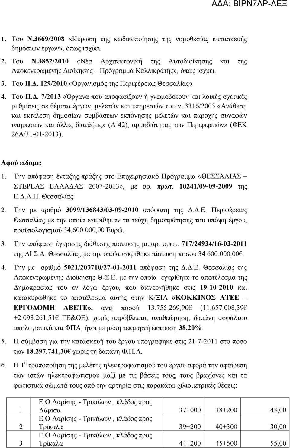 /00 «Ανάθεση και εκτέλεση δημοσίων συμβάσεων εκπόνησης μελετών και παροχής συναφών υπηρεσιών και άλλες διατάξεις» (Α ), αρμοδιότητας των Περιφερειών» (ΦΕΚ Α/-0-0). Αφού είδαμε:.