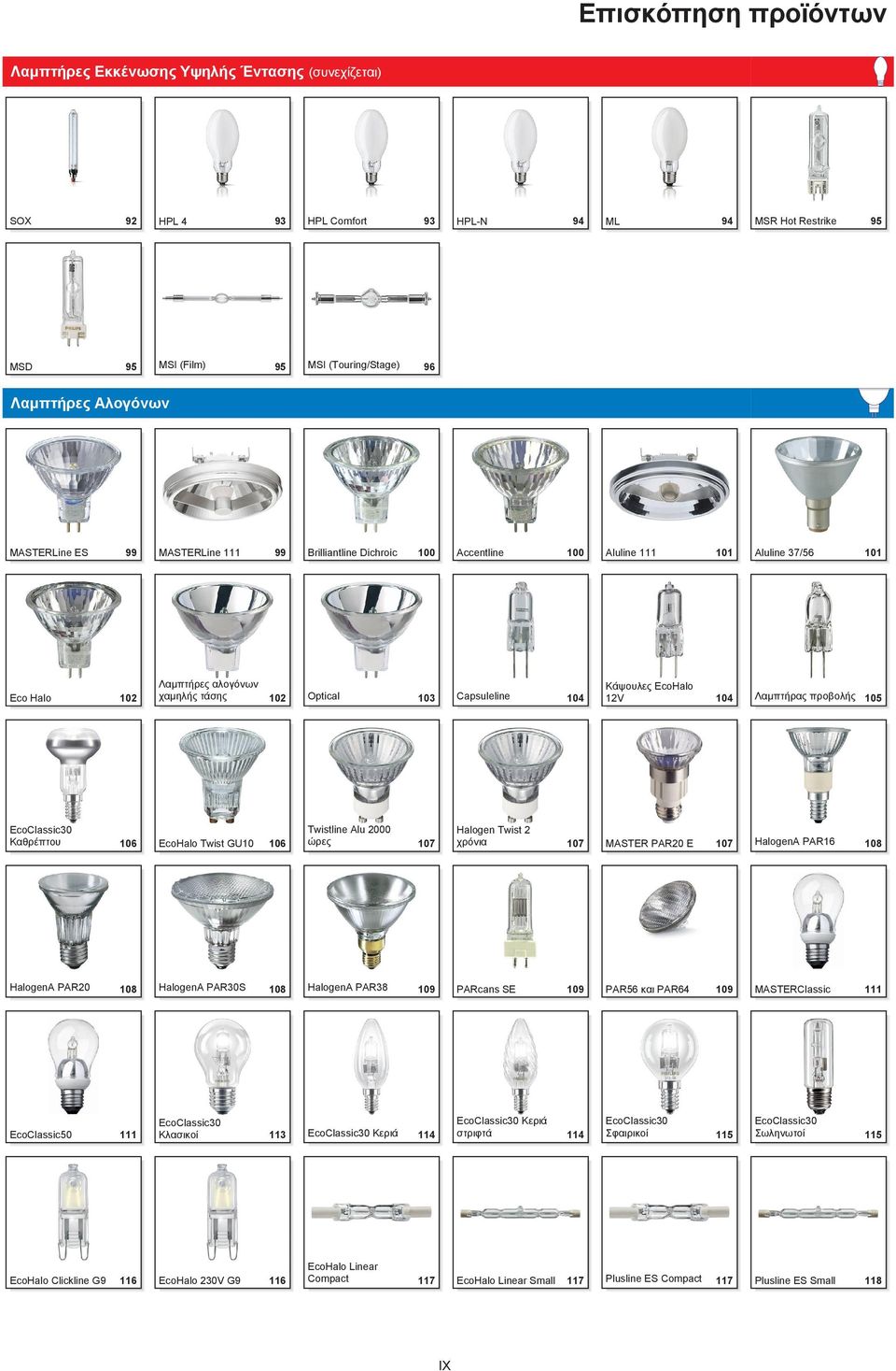 104 12V 104 Λαμπτήρας προβολής 105 Ecolassic30 Twistline Alu 2000 Halogen Twist 2 Καθρέπτου 106 EcoHalo Twist GU10 106 ώρες 107 χρόνια 107 MASTER PAR20 E 107 HalogenA PAR16 108 HalogenA PAR20 108