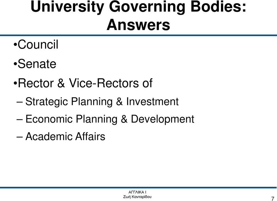 Strategic Planning & Investment