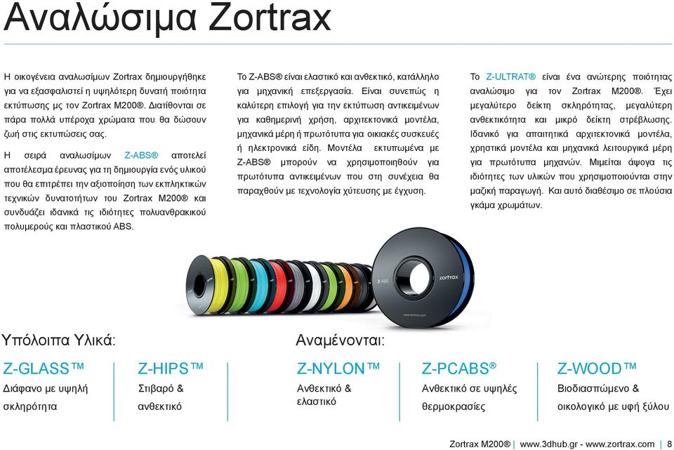 Η σειρά αναλωσίμων Z-ABS αποτελεί αποτέλεσμα έρευνας για τη δημιουργία ενός υλικού που θα επιτρέπει την αξιοποίηση των εκπληκτικών τεχνικών δυνατοτήτων του Zortrax M200 και συνδυάζει ιδανικά τις