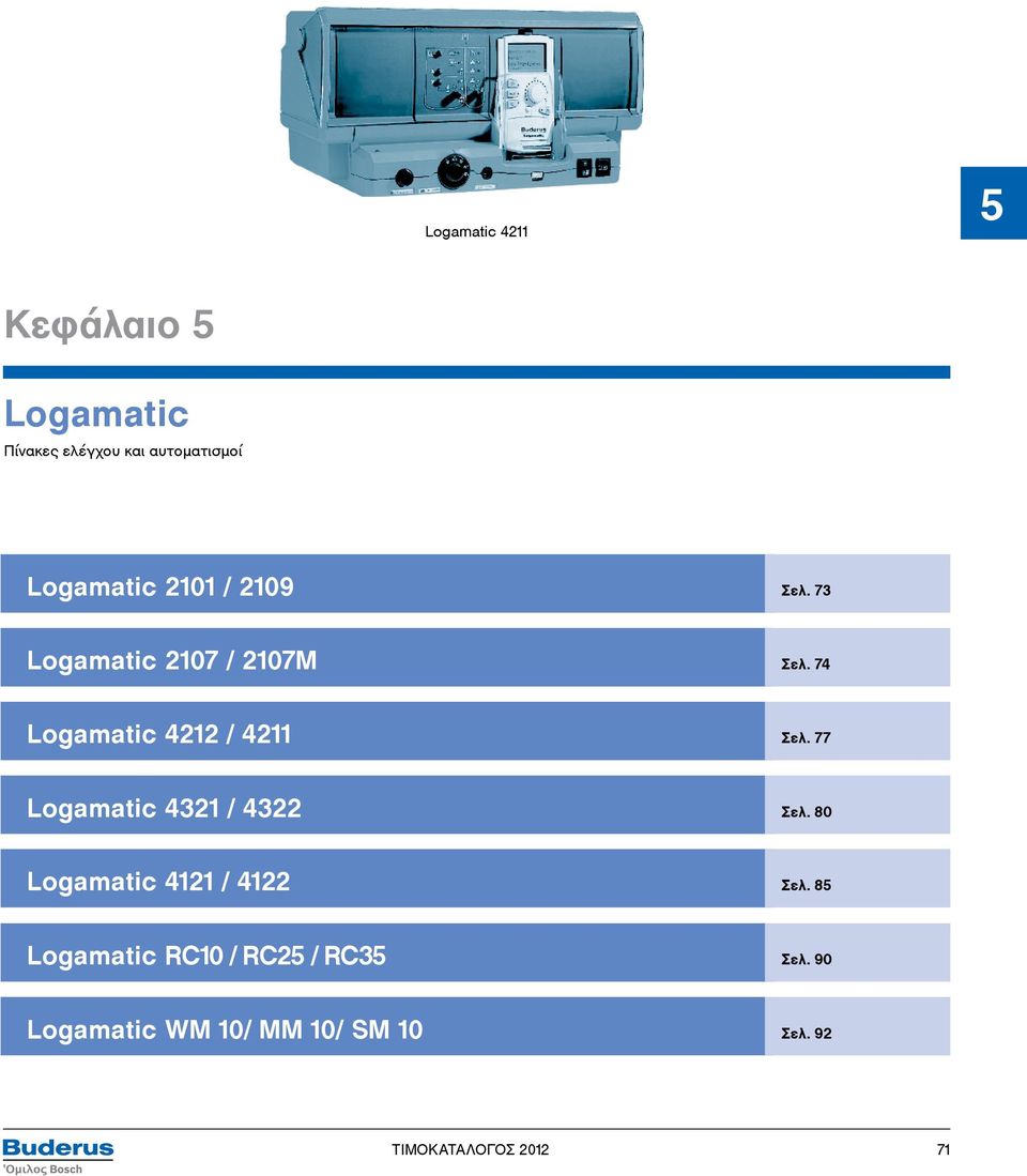 74 Logamatic 4212 / 4211 Σελ. 77 Logamatic 4321 / 4322 Σελ.