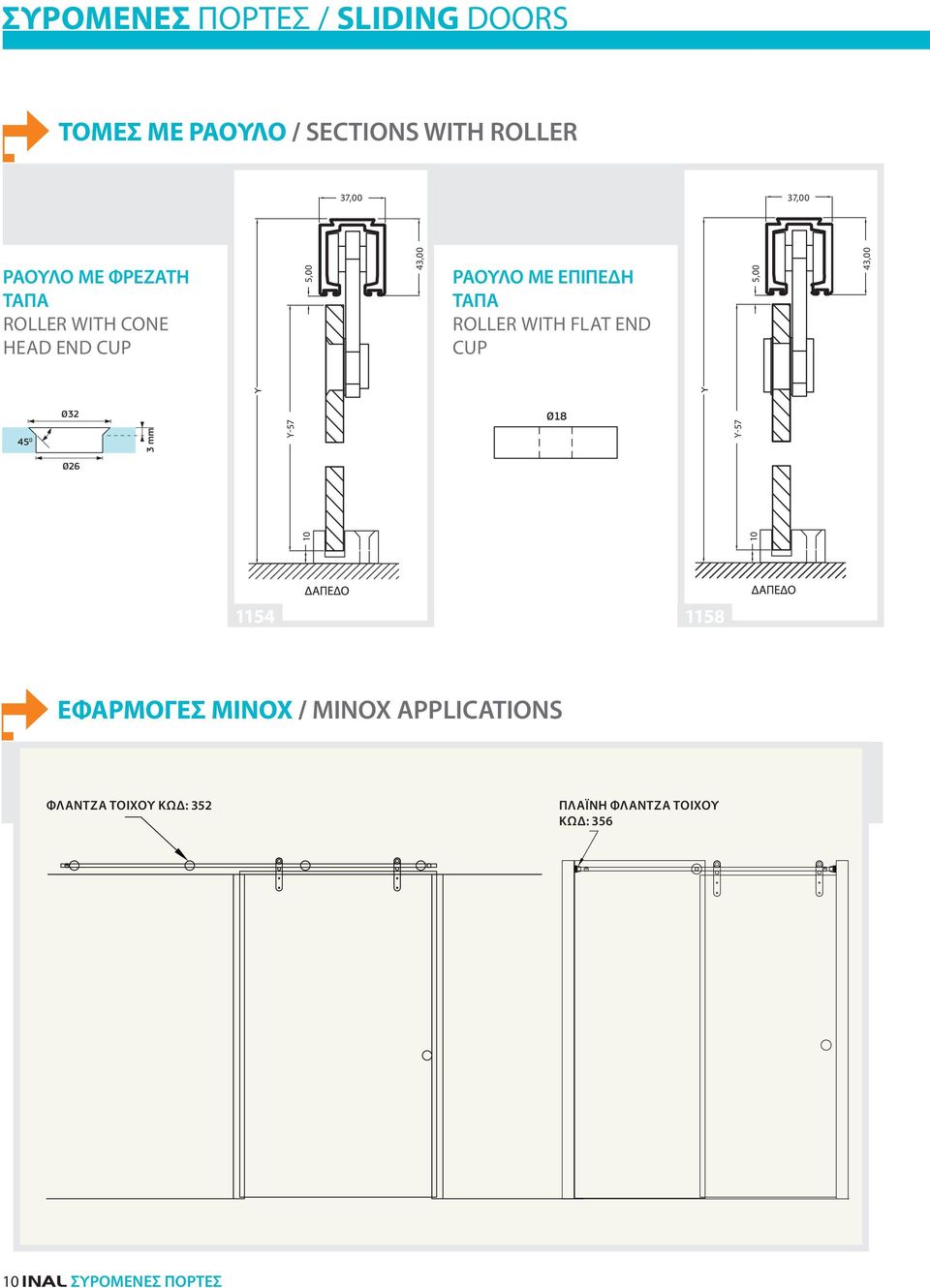 FLAT END CUP 5,00 43,00 45 0 Ø32 3 mm Y-57 Ø18 Y-57 10 Ø26 10 1154 1158 EΦΑΡΜΟΓΕΣ MINOX /