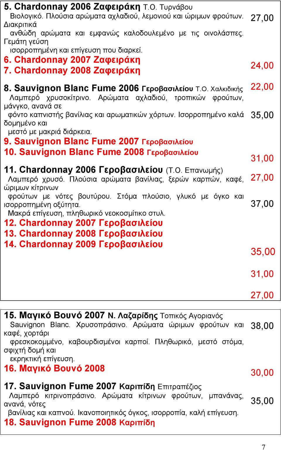 Αρώµατα αχλαδιού, τροπικών φρούτων, µάνγκο, ανανά σε φόντο καπνιστής βανίλιας και αρωµατικών χόρτων. Ισορροπηµένο καλά δοµηµένο και µεστό µε µακριά διάρκεια. 9.