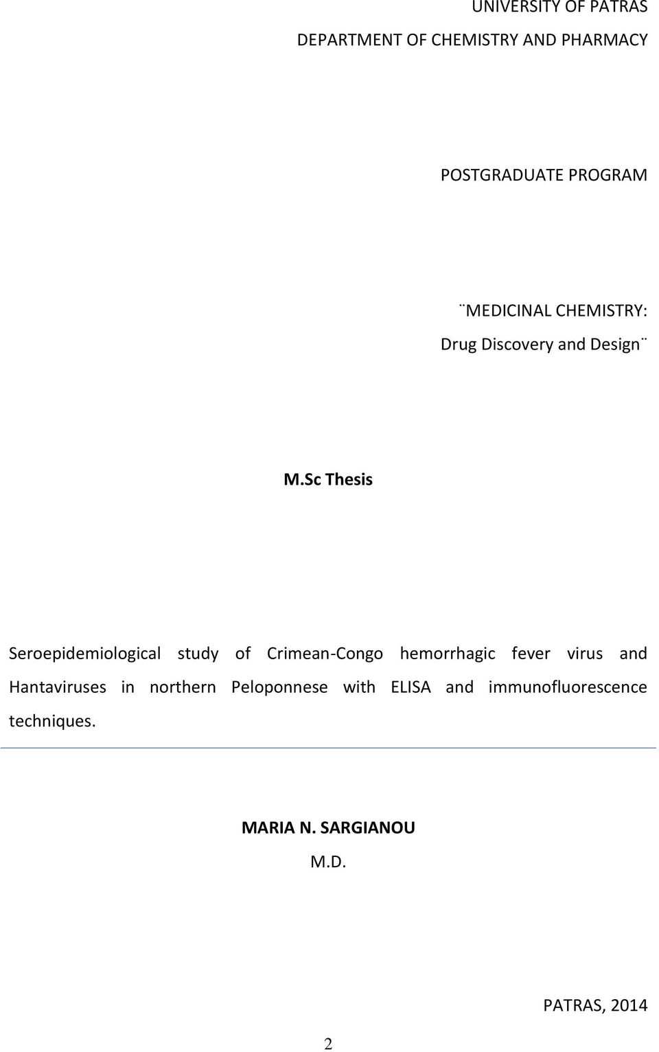 Sc Thesis Seroepidemiological study of Crimean-Congo hemorrhagic fever virus and