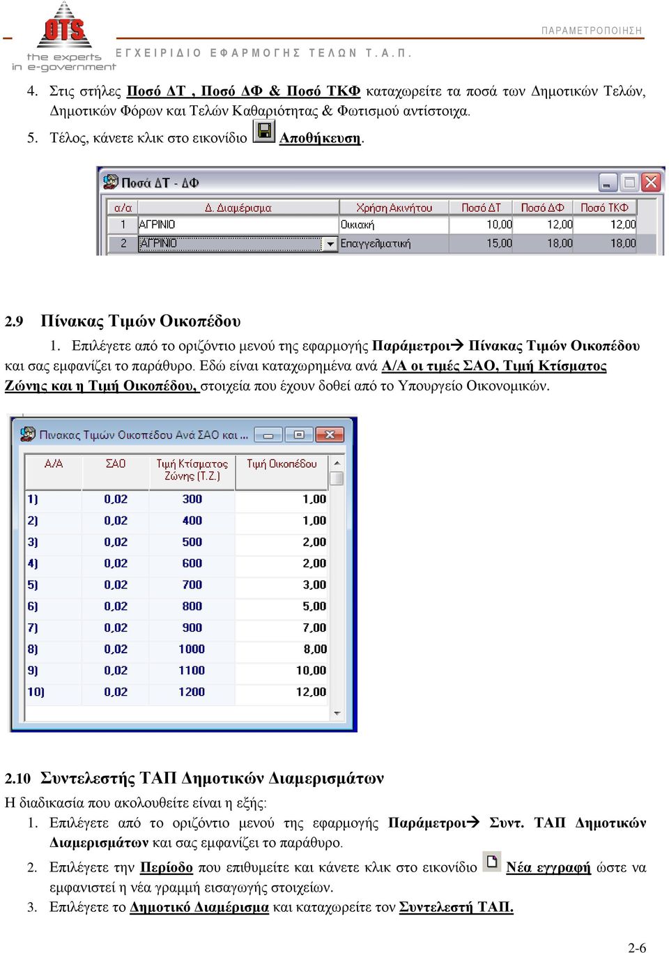 Εδώ είναι καταχωρημένα ανά Α/Α οι τιμές ΣΑΟ, Τιμή Κτίσματος Ζώνης και η Τιμή Οικοπέδου, στοιχεία που έχουν δοθεί από το Υπουργείο Οικονομικών. 2.