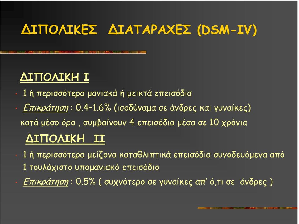 6% (ισοδύναµα σε άνδρες και γυναίκες) κατά µέσο όρο, συµβαίνουν 4 επεισόδια µέσα σε 10