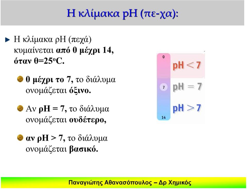 0 μέχρι το 7, το διάλυμα ονομάζεται όξινο.