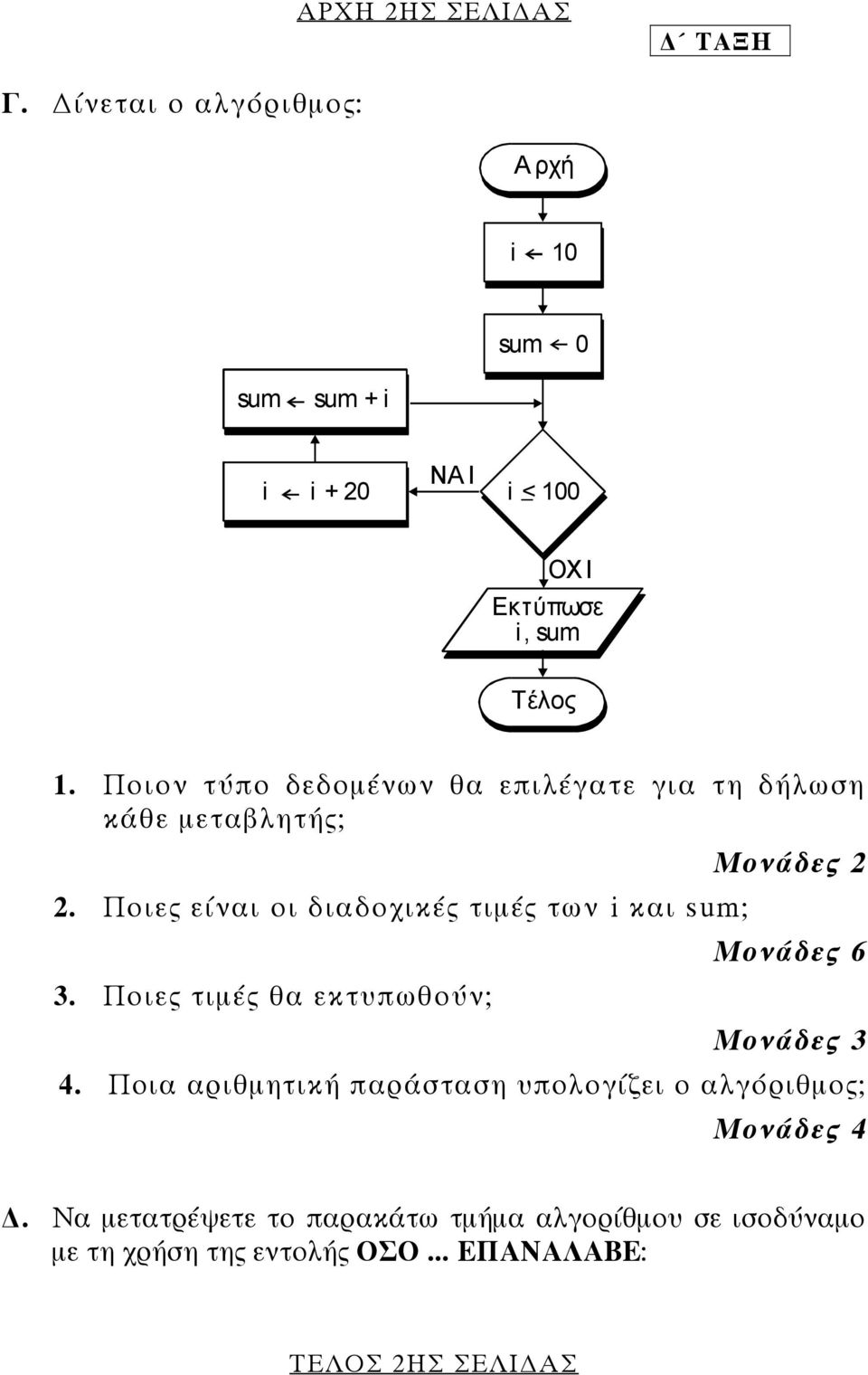 Ποιον τύπο δεδοµένων θα επιλέγατε για τη δήλωση κάθε µεταβλητής; 2.