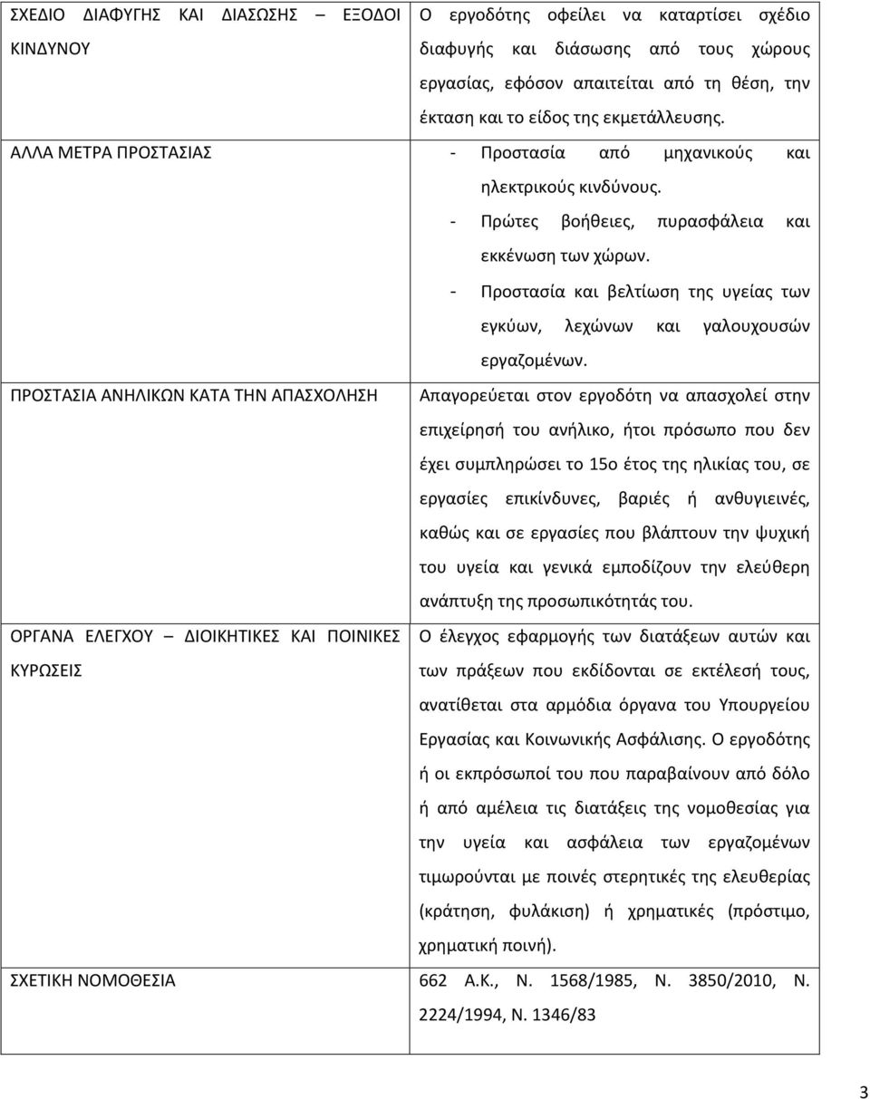 Προστασία και βελτίωση της υγείας των εγκύων, λεχώνων και γαλουχουσών εργαζομένων.