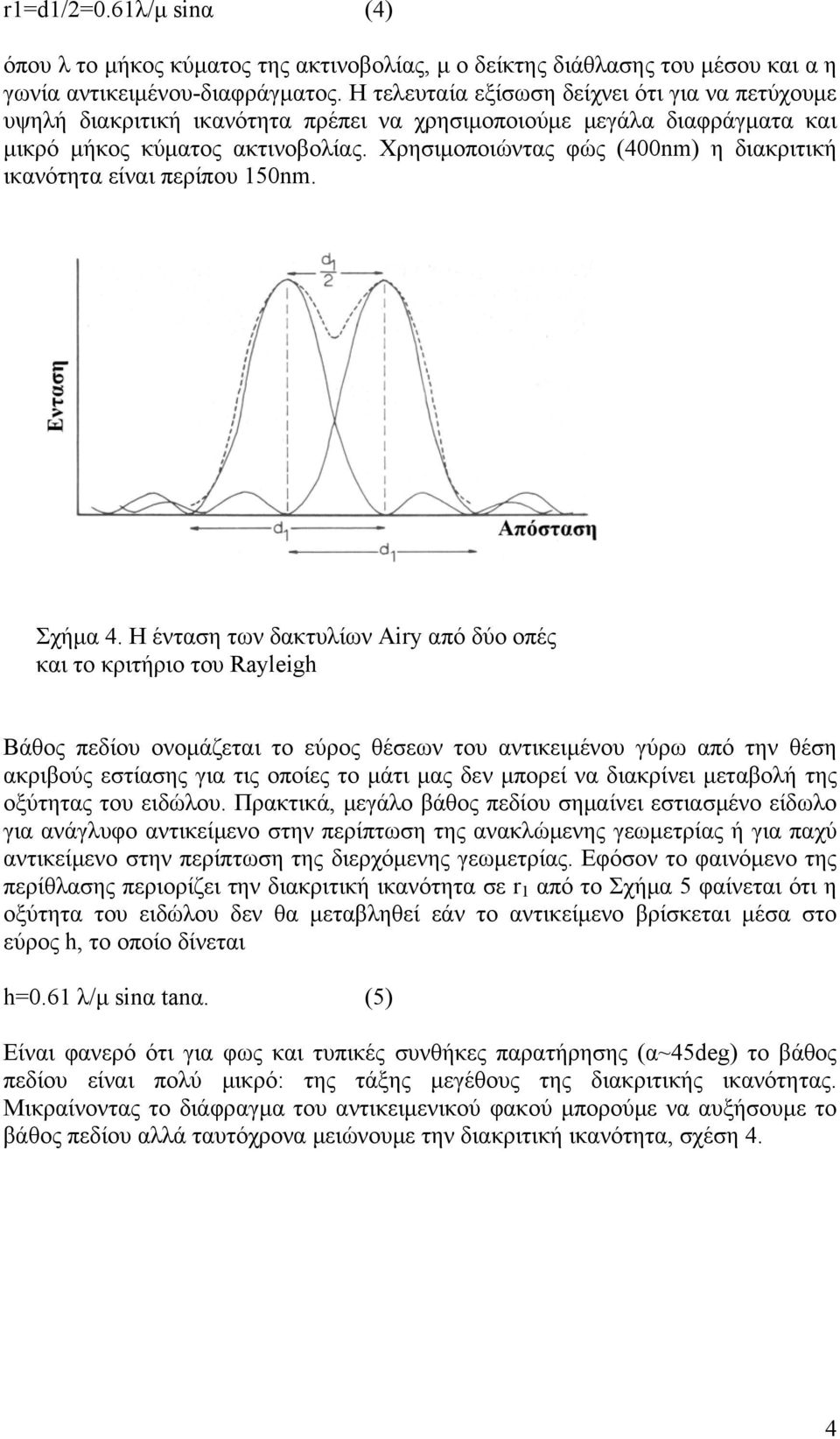 Χρησιμοποιώντας φώς (400nm) η διακριτική ικανότητα είναι περίπου 150nm. Σχήμα 4.