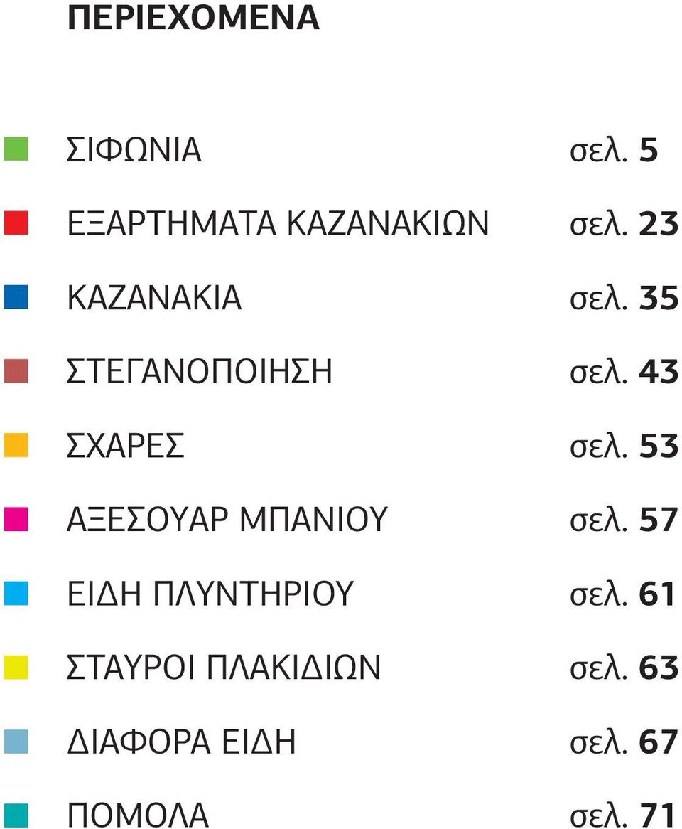 53 ΑΞΕΣΟΥΑΡ ΜΠΑΝΙΟΥ σελ. 57 ΕΙ Η ΠΛΥΝΤΗΡΙΟΥ σελ.