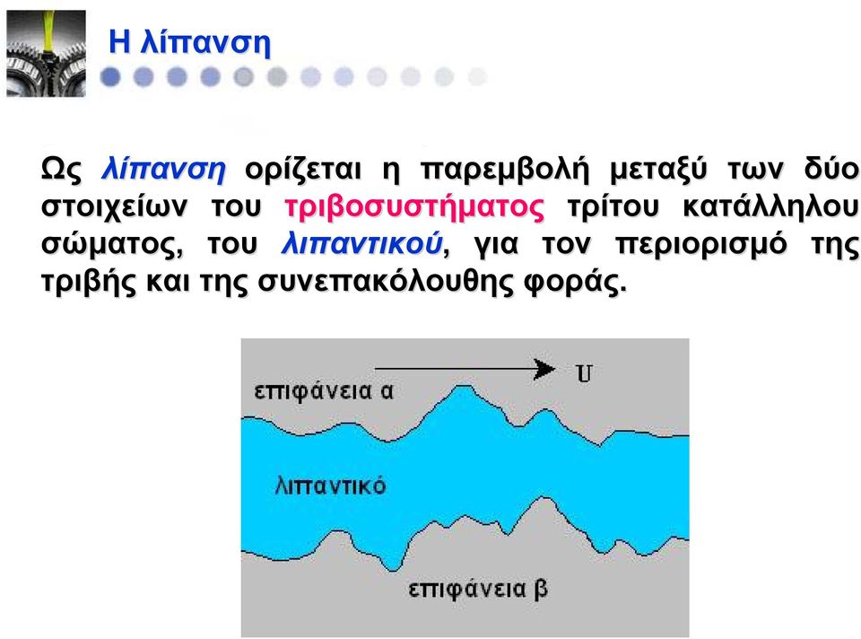 τρίτου κατάλληλου σώματος, του λιπαντικού, για