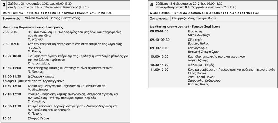 Ντάνου 9:30-10:00 Από την επεµβατική αρτηριακή πίεση στην εκτίµηση της καρδιακής παροχής Θ.
