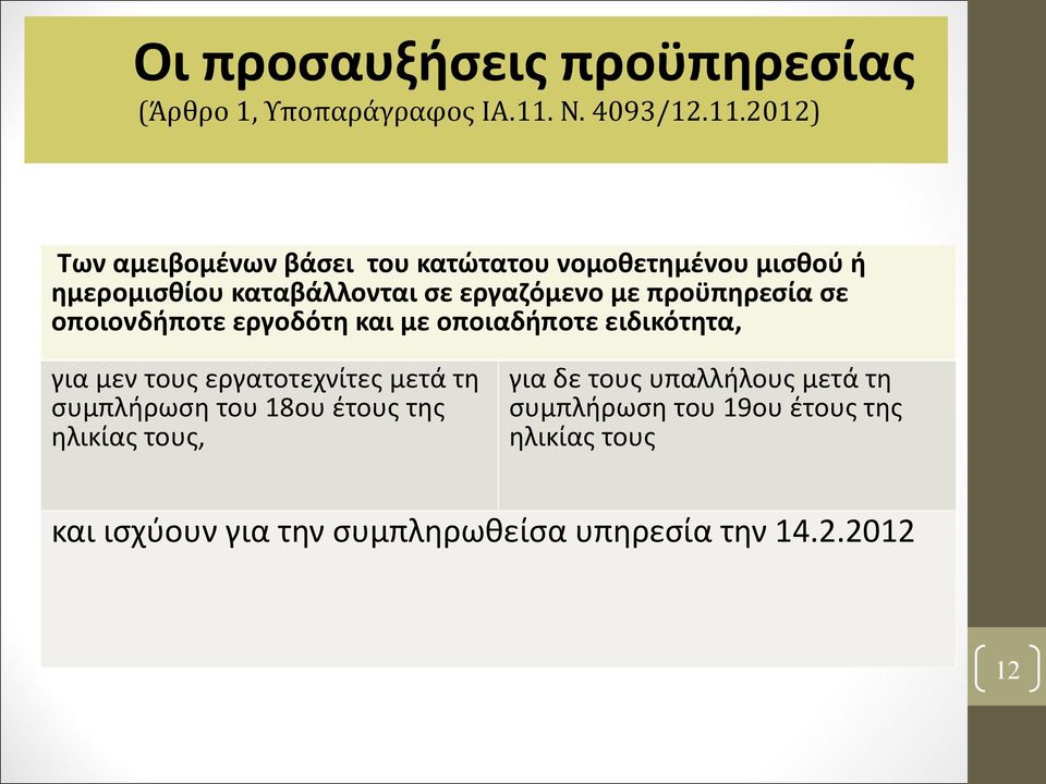 2012) Των αμειβομένων βάσει του κατώτατου νομοθετημένου μισθού ή ημερομισθίου καταβάλλονται σε εργαζόμενο με