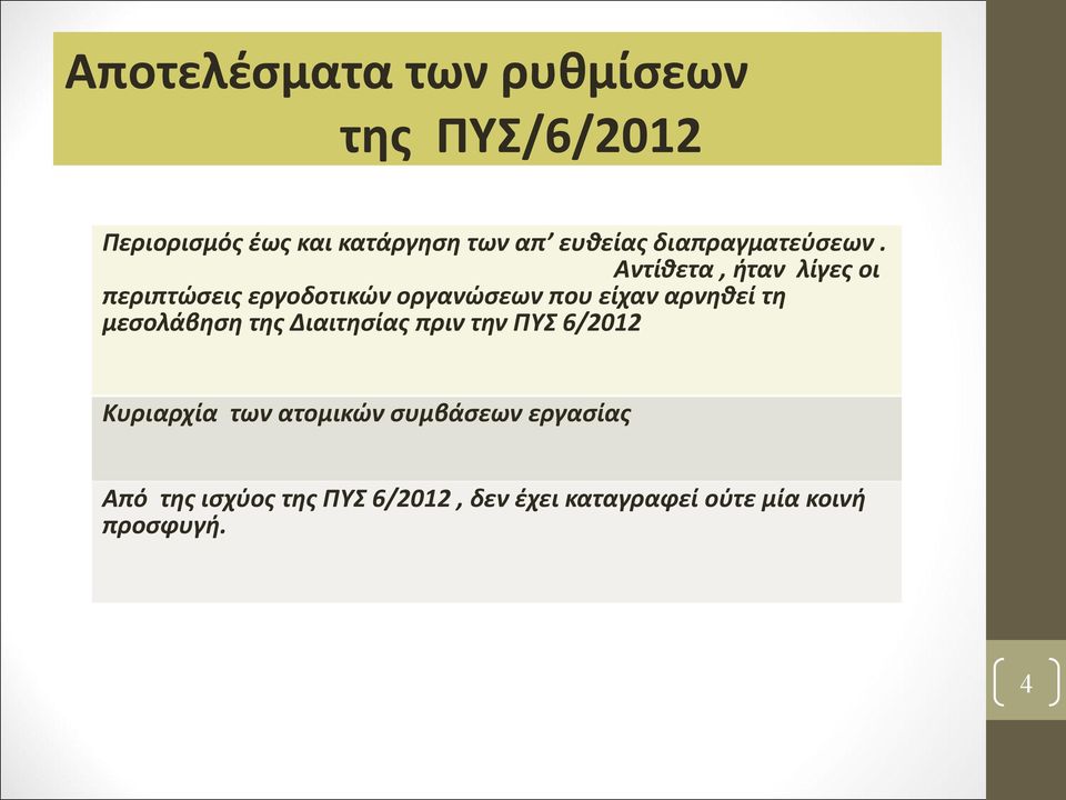 Αντίθετα, ήταν λίγες οι περιπτώσεις εργοδοτικών οργανώσεων που είχαν αρνηθεί τη