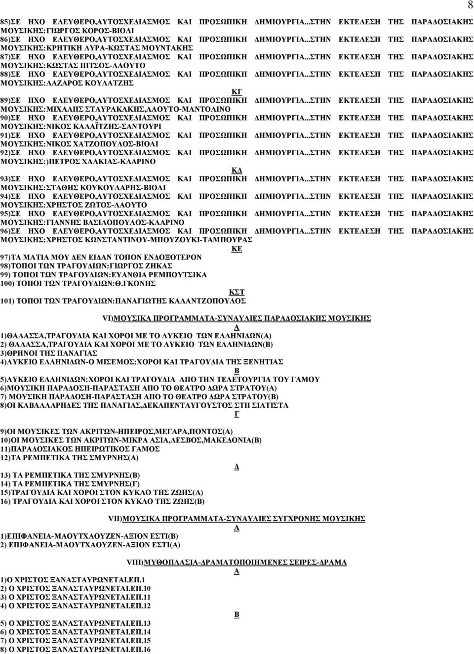 ..ΣΤΗΝ ΕΚΤΕΛΕΣΗ ΤΗΣ ΠΡ ΟΣΙΚΗΣ ΜΟΥΣΙΚΗΣ:ΚΩΣΤΣ ΠΙΤΣΟΣ-ΛΟΥΤΟ 88)ΣΕ ΗΧΟ ΕΛΕΥΘΕΡΟ,ΥΤΟΣΧΕ ΙΣΜΟΣ ΚΙ ΠΡΟΣΩΠΙΚΗ ΗΜΙΟΥΡΓΙ.