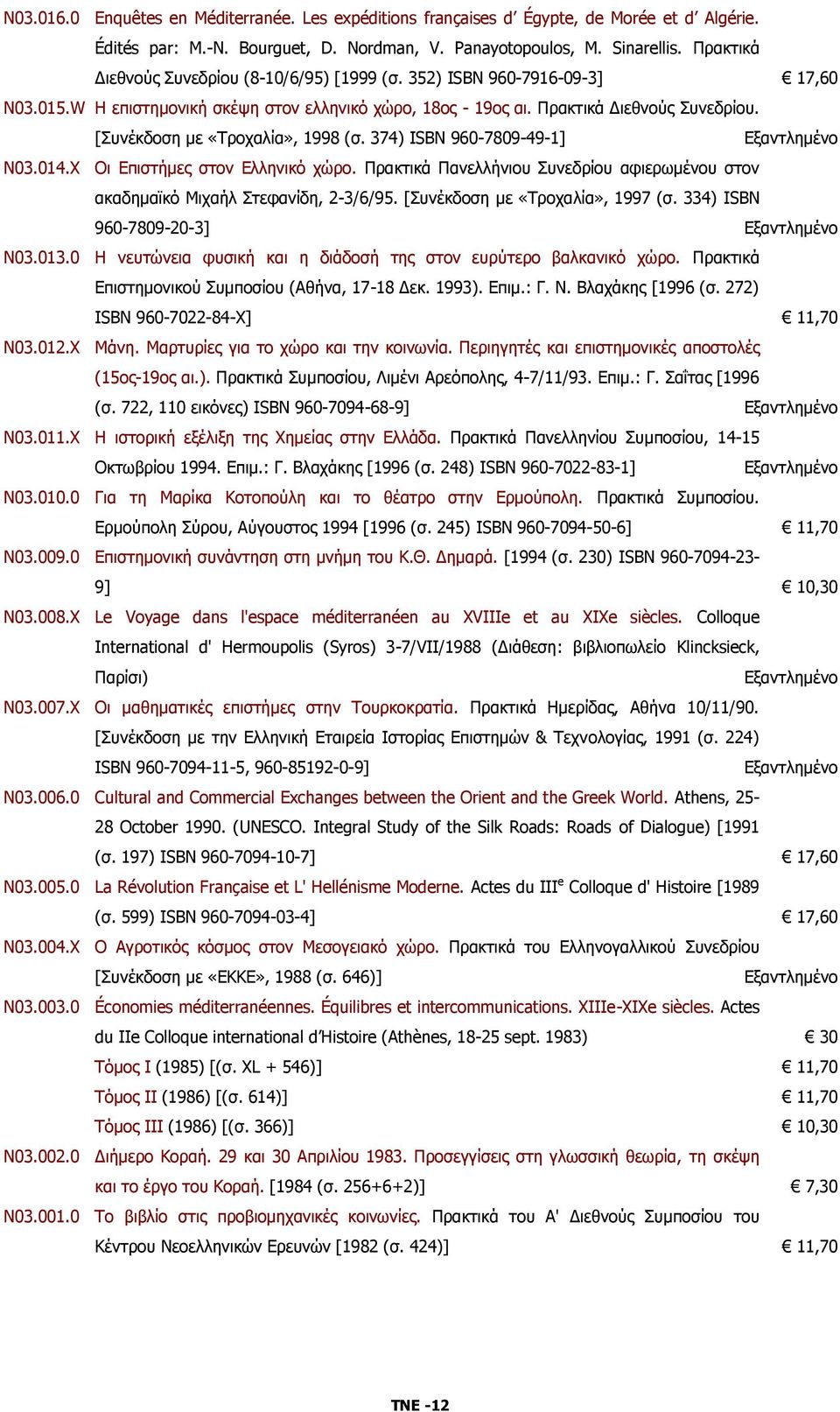 [Συνέκδοση με «Τροχαλία», 1998 (σ. 374) ISBN 960-7809-49-1] Ν03.014.X Οι Επιστήμες στον Ελληνικό χώρο. Πρακτικά Πανελλήνιου Συνεδρίου αφιερωμένου στον ακαδημαϊκό Μιχαήλ Στεφανίδη, 2-3/6/95.