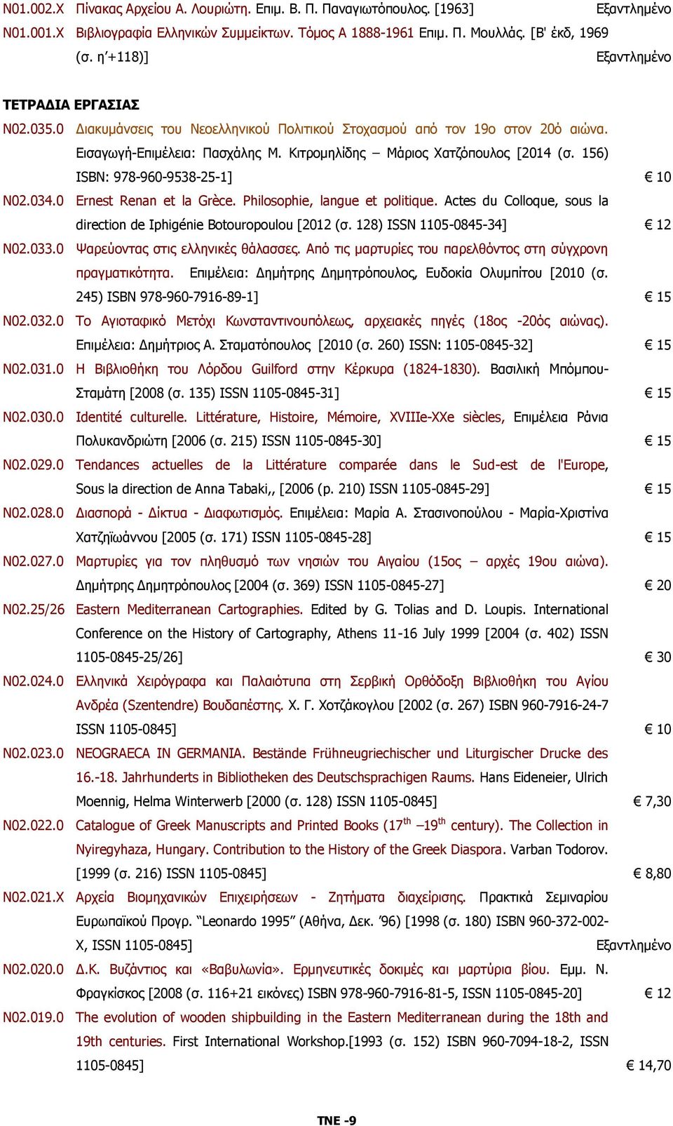 156) ISBN: 978-960-9538-25-1] 10 Ν02.034.0 Ernest Renan et la Grèce. Philosophie, langue et politique. Actes du Colloque, sous la direction de Iphigénie Botouropoulou [2012 (σ.