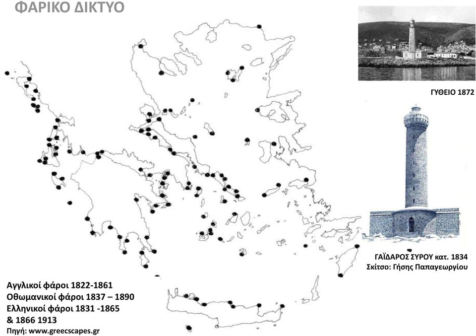1822-1861 Οθωμανικοί φάροι 1837 1890 Ελληνικοί