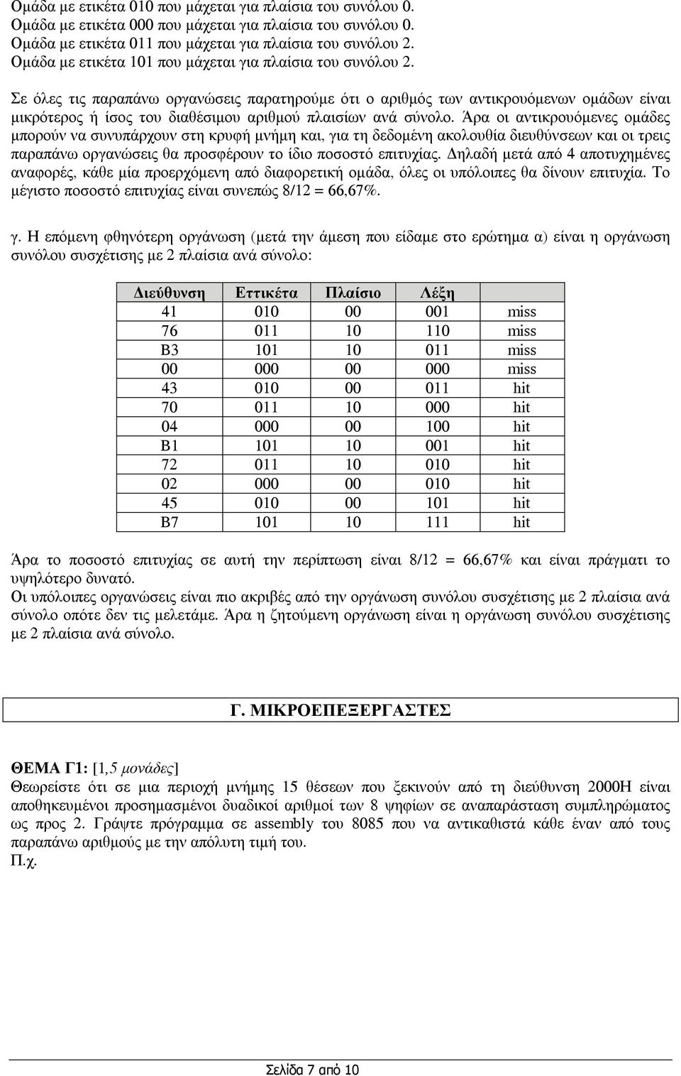 Σε όλες τις παραπάνω οργανώσεις παρατηρούµε ότι ο αριθµός των αντικρουόµενων οµάδων είναι µικρότερος ή ίσος του διαθέσιµου αριθµού πλαισίων ανά σύνολο.